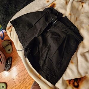 Black crumple shorts